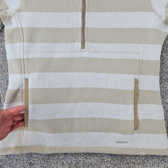 Patagonia Better Sweater 3/4 Zip Beige Cream Striped Fleece Jacket Womens Large - Picture 9 of 16